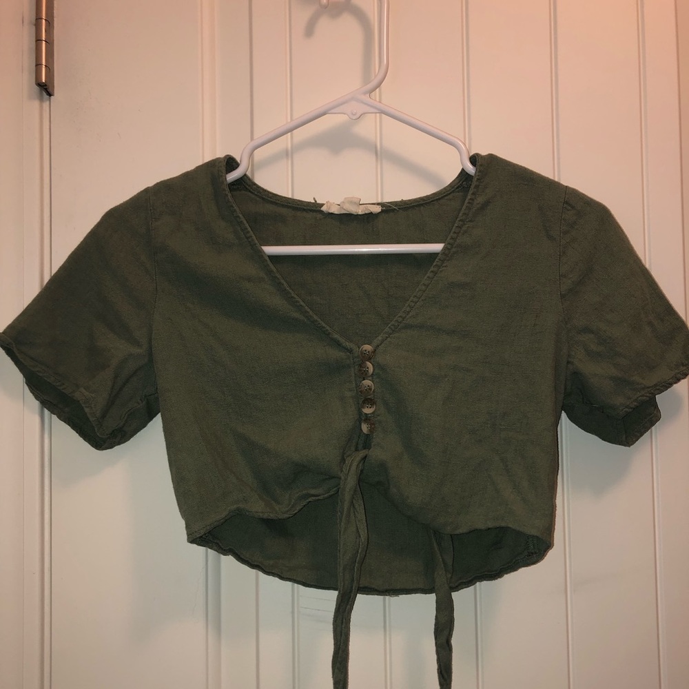 olive green crop top